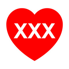 Icono texto XXX en corazon