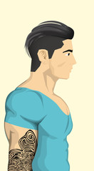 Trendy Men with abstract tattoo