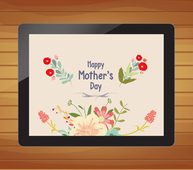 happy mother day with floral on tablet