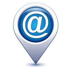 arobase internet sur marqueur géolocalisation bleu