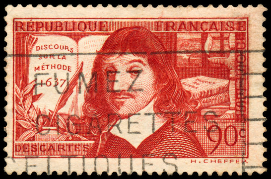 Stamp printed in France shows Descartes