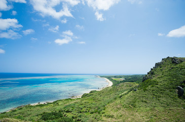 Fototapeta na wymiar Ishigaki Island, beautiful tropical paradise of Japan surrounded by clear blue sea and lush greenery, Okinawa