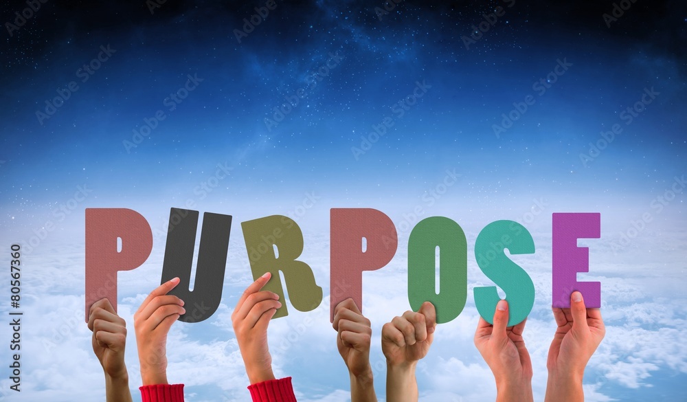 Poster composite image of hands holding up purpose