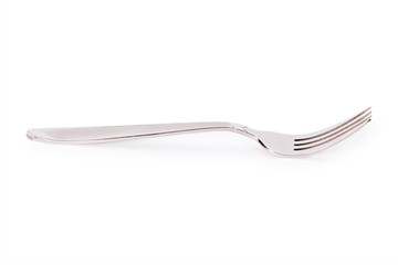 Silver fork on white background