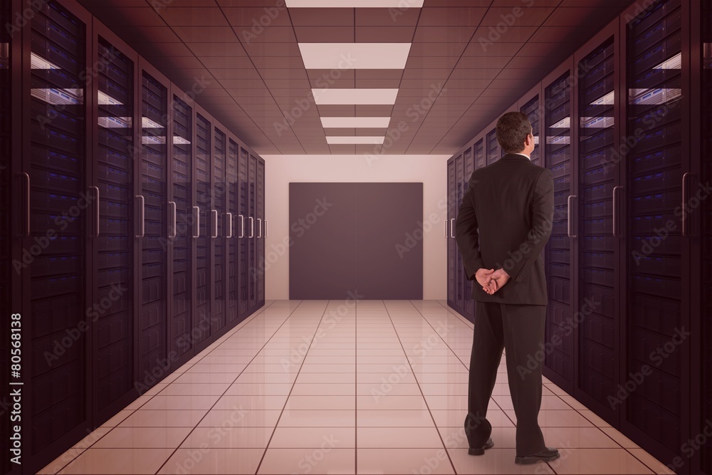 Poster composite image of businessman standing and looking