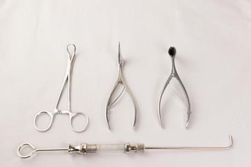 medical instruments isolated on a white background