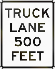 United States traffic sign: Truck Lane 500 Feet