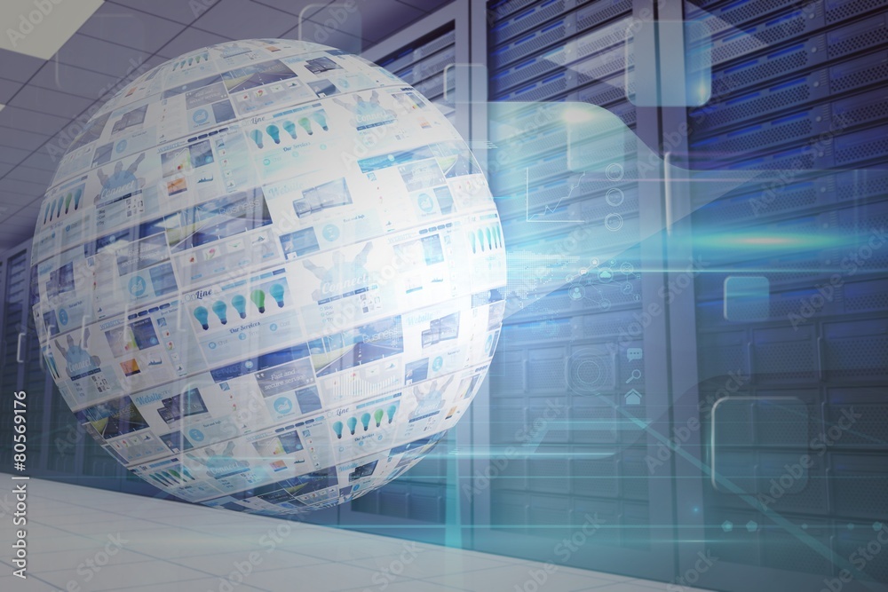 Aufkleber composite image of screen sphere showing business advertisement