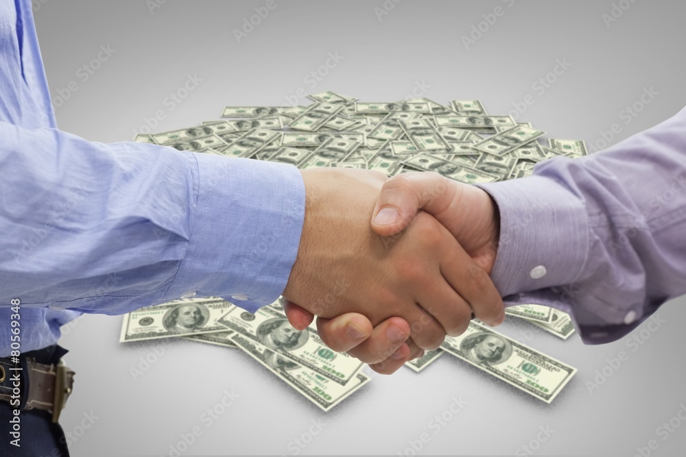 Poster composite image of two men shaking hands