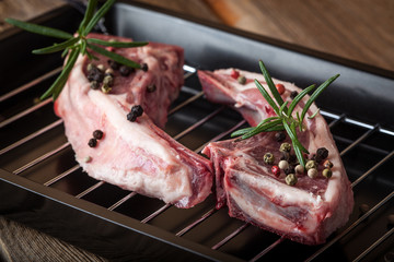 Raw lamb chop ready for frying.