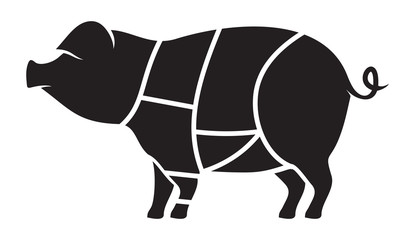 Pork meat cuts vector illustration