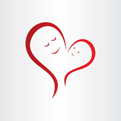 mothers love icon mother and baby heart shape