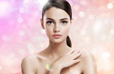 Young woman with professional make-up, skin care concept