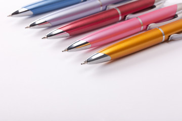 Ballpoint pens on table