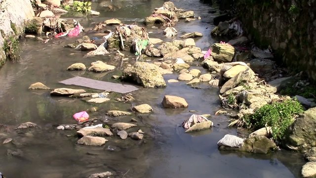 A polluted river in Nepal