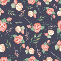 Seamless colorful floral pattern elements  4