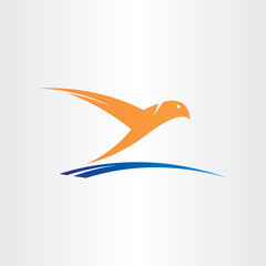 bird flying over water abstract symbol