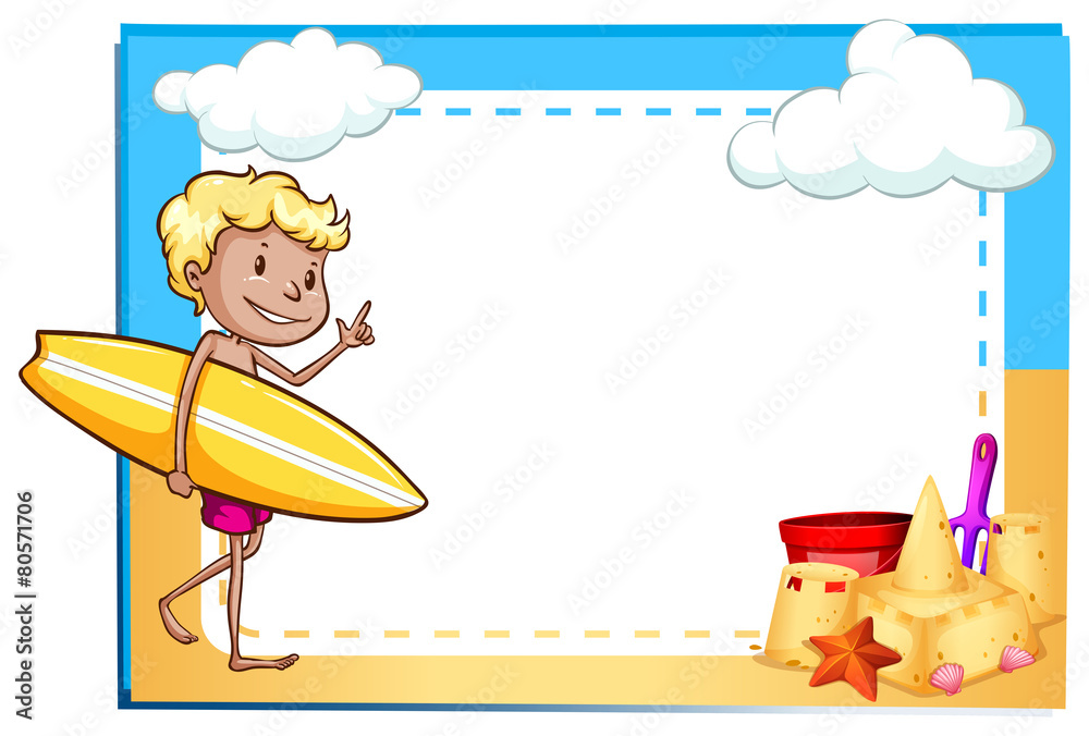 Sticker Frame showing a boy at the beach