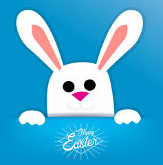 Easter background with a white bunny