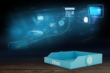 Composite image of blue inbox
