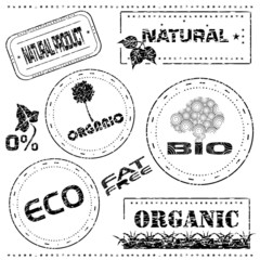 Fototapeta premium Rubber stamp recycling logos ecology conceptual vector illustration set