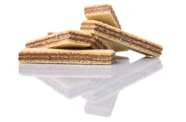 Wafer bar biscuits over white background