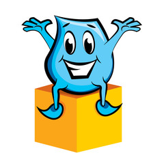 Cartoon Character Blinky siting happy on the box, vector illustration