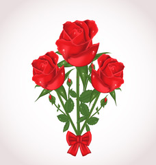 Fototapeta premium Three roses with bow for design wedding card