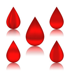 Set blood drops with reflections, different variation