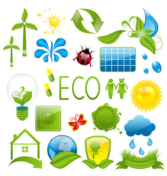 Set of green ecology icons (3)