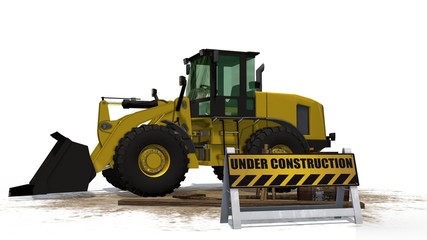 under construction sign bulldozer construction site