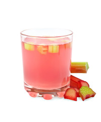 Compote from rhubarb in glassful with petioles