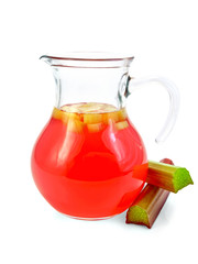 Compote from rhubarb in jar with petioles