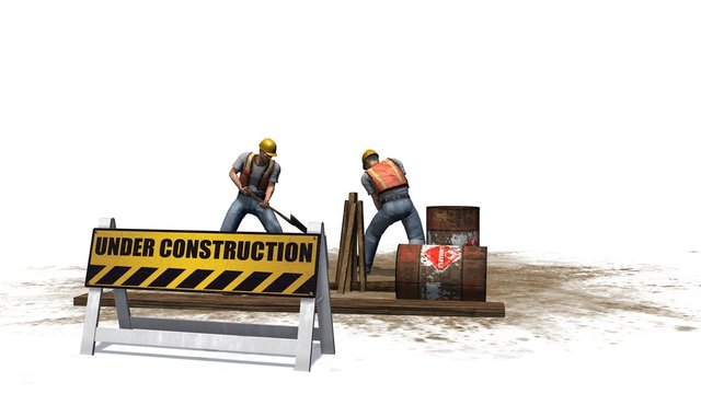 under construction sign  with construction workers