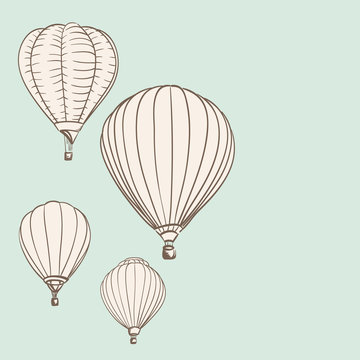 hot air balloons background drawing