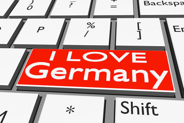 Computer keyboard with font I LOVE Germany