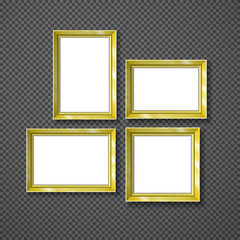 hanging paper sign frame gold picture vector shadow