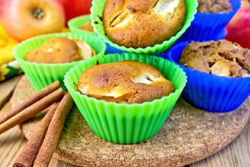 Cupcake and rye with apples on board