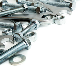 Metalwork. Metal fixture, spanner on a white background.
