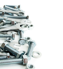 Metalwork. Metal fixture, spanner on a white background.