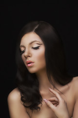 Obraz premium Girl beauty make up and hairstyle