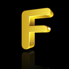 Gold letter F in 3D