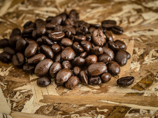 Coffee beans with filter effect retro vintage style