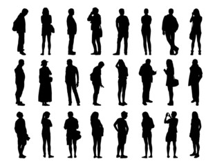 big set of men and women standing silhouettes 1