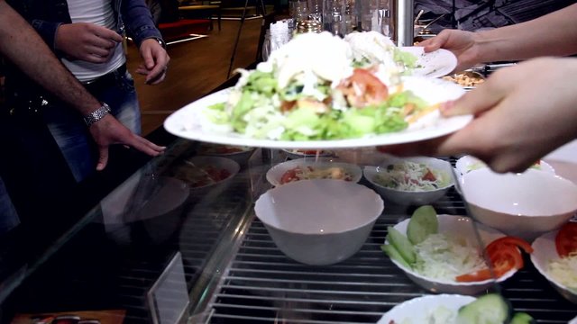 Couple at self service restaurant