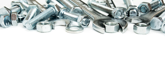 Metalwork. Metal fixture, spanner on a white background.