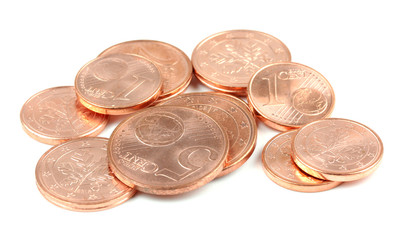 euro coins, isolated on white background
