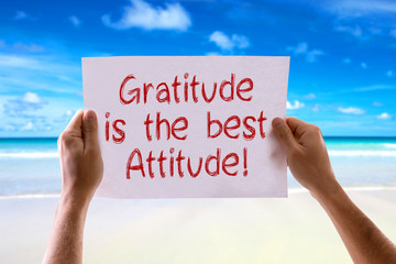Gratitude is the Best Attitude card with beach background