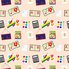 school accessories seamless pattern