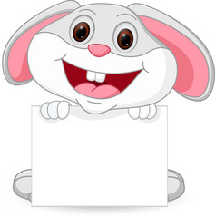 Cute rabbit cartoon with sign